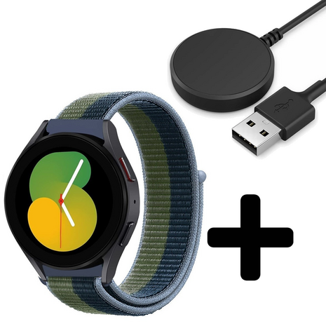 Strap-it Strap-it Bandje geschikt voor Samsung Galaxy Watch 5 (40mm / 44mm / Pro) bandje nylon band (moss green) - Incl. Oplader geschikt voor Samsung Galaxy Watch 5 40 mm / 44 mm / Pro (oplaadkabel) Strap-it Strap-it Bandje geschikt voor Samsung Galaxy Watch 5 (40mm / 44mm / Pro) bandje nylon band (moss green) - Incl. Oplader geschikt voor Samsung Galaxy Watch 5 40 mm / 44 mm / Pro (oplaadkabel)
