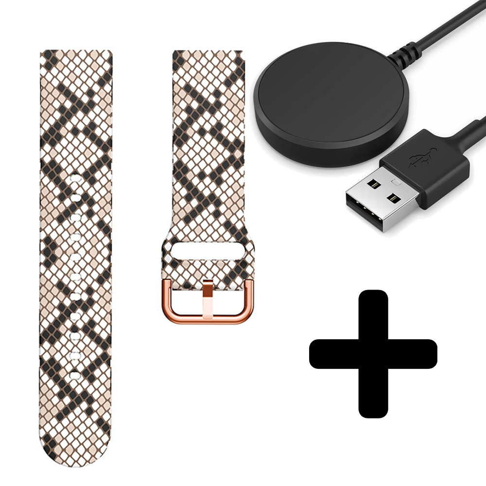 Strap-it Strap-it Sneaky Snake Bandje geschikt voor Samsung Galaxy Watch 5 (40mm / 44mm / Pro) bandje bandje - Incl. Oplader geschikt voor Samsung Galaxy Watch 5 40 mm / 44 mm / Pro (oplaadkabel)