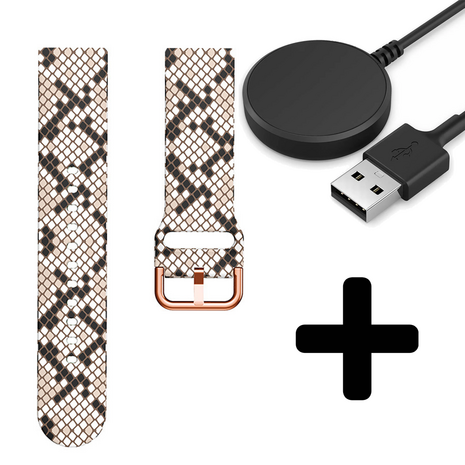 Strap-it Strap-it Sneaky Snake Bandje geschikt voor Samsung Galaxy Watch 5 (40mm / 44mm / Pro) bandje bandje - Incl. Oplader geschikt voor Samsung Galaxy Watch 5 40 mm / 44 mm / Pro (oplaadkabel)