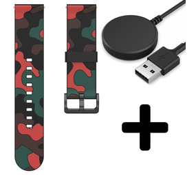 Strap-it GW5 - camouflage band (rood)  + Oplader - Batch 2 (06-2023)