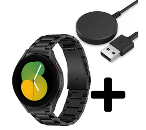 Strap-it GW5 - titanium bandje (zwart) + Oplader - Batch 2 (06-2023)