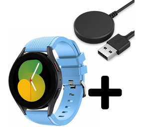 Strap-it GW5 - siliconen bandje (zandblauw) + Oplader - Batch 2 (06-2023)