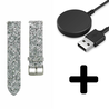Strap-it Strap-it Bandje geschikt voor Samsung Galaxy Watch 5 (40mm / 44mm / Pro) bandje leren glitter bandje (zilver) - Incl. Oplader geschikt voor Samsung Galaxy Watch 5 40 mm / 44 mm / Pro (oplaadkabel) Strap-it Strap-it Bandje geschikt voor Samsung Galaxy Watch 5 (40mm / 44mm / Pro) bandje leren glitter bandje (zilver) - Incl. Oplader geschikt voor Samsung Galaxy Watch 5 40 mm / 44 mm / Pro (oplaadkabel)