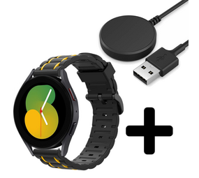 Strap-it GW5 - sport gesp band (zwart/geel) + Oplader - Batch 2 (06-2023)