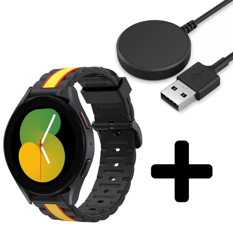 Strap-it Strap-it Bandje geschikt voor Samsung Galaxy Watch 5 (40mm / 44mm / Pro) bandje Special Edition Band (zwart/geel) - Incl. Oplader geschikt voor Samsung Galaxy Watch 5 40 mm / 44 mm / Pro (oplaadkabel) Strap-it Strap-it Bandje geschikt voor Samsung Galaxy Watch 5 (40mm / 44mm / Pro) bandje Special Edition Band (zwart/geel) - Incl. Oplader geschikt voor Samsung Galaxy Watch 5 40 mm / 44 mm / Pro (oplaadkabel)