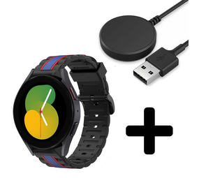 Strap-it GW5 - Special Edition Band (zwart/blauw) + Oplader - Batch 2 (06-2023)