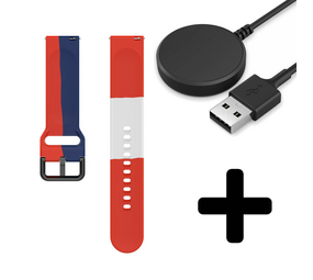 Strap-it GW5 - triple sport band (rood-wit-blauw)  + Oplader - Batch 2 (06-2023)