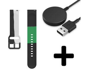 Strap-it GW5 - triple sport band (zwart-wit-groen)  + Oplader - Batch 2 (06-2023)