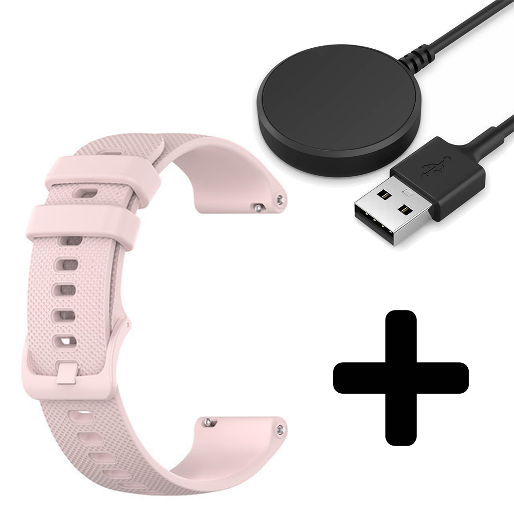 Strap-it Strap-it Bandje geschikt voor Samsung Galaxy Watch 5 (40mm / 44mm / Pro) bandje luxe siliconen bandje (roze) - Incl. Oplader geschikt voor Samsung Galaxy Watch 5 40 mm / 44 mm / Pro (oplaadkabel)