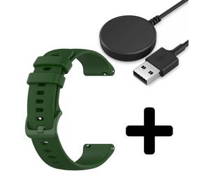 Strap-it GW5 - luxe siliconen bandje (legergroen) + Oplader - Batch 2 (06-2023)
