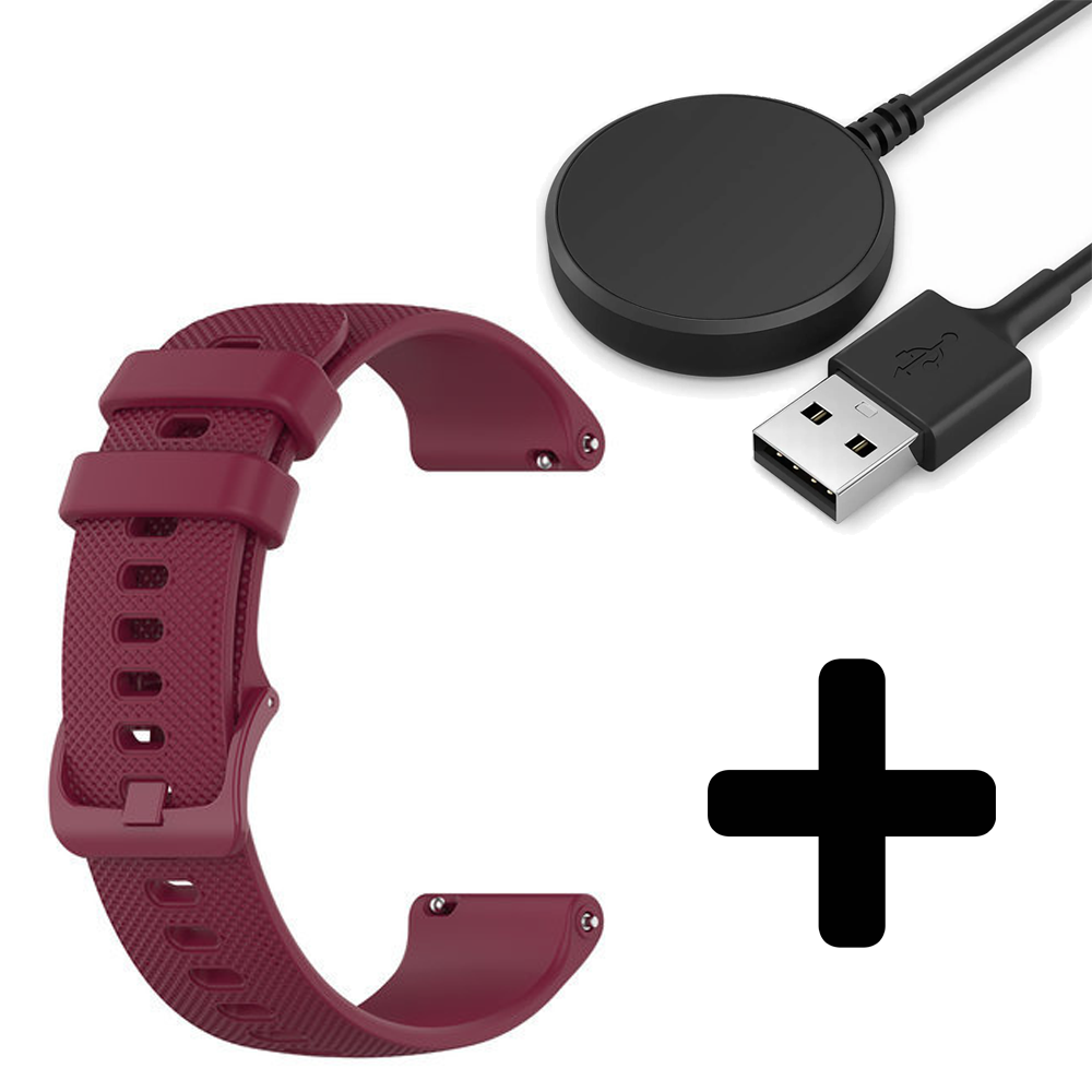 Strap-it Strap-it Bandje geschikt voor Samsung Galaxy Watch 5 (40mm / 44mm / Pro) bandje luxe siliconen bandje (donkerrood) - Incl. Oplader geschikt voor Samsung Galaxy Watch 5 40 mm / 44 mm / Pro (oplaadkabel)