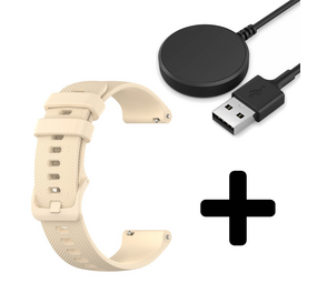 Strap-it GW5 - luxe siliconen bandje (beige) + Oplader - Batch 2 (06-2023)