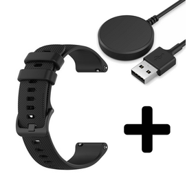 Strap-it GW5 - luxe siliconen bandje (zwart) + Oplader - Batch 2 (06-2023)