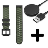 Strap-it GW5 - nylon hybrid bandje (groen) + Oplader - Batch 2 (06-2023)