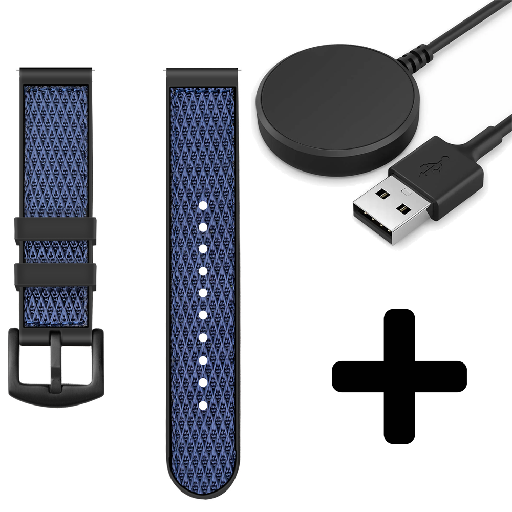 Strap-it Strap-it Bandje geschikt voor Samsung Galaxy Watch 5 (40mm / 44mm / Pro) bandje nylon hybrid bandje (blauw) - Incl. Oplader geschikt voor Samsung Galaxy Watch 5 40 mm / 44 mm / Pro (oplaadkabel) Strap-it Strap-it Bandje geschikt voor Samsung Galaxy Watch 5 (40mm / 44mm / Pro) bandje nylon hybrid bandje (blauw) - Incl. Oplader geschikt voor Samsung Galaxy Watch 5 40 mm / 44 mm / Pro (oplaadkabel)