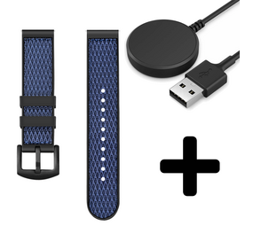 Strap-it GW5 - nylon hybrid bandje (blauw) + Oplader - Batch 2 (06-2023)