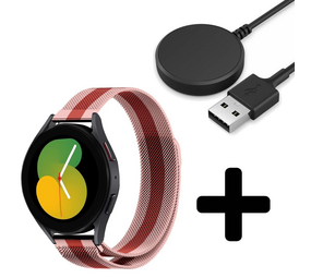 Strap-it GW5 - Milanese band (rood/roze) + Oplader - Batch 2 (06-2023)