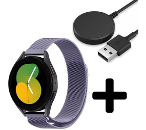 Strap-it GW5 - Milanese band (lichtpaars) + Oplader - Batch 2 (06-2023)