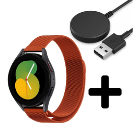 Strap-it GW5 - Milanese band (oranje) + Oplader - Batch 2 (06-2023)