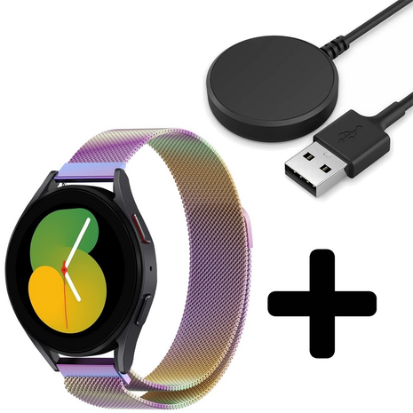 Strap-it Strap-it Bandje geschikt voor Samsung Galaxy Watch 5 (40mm / 44mm / Pro) bandje Milanese band roestvrij staal - RVS - Milanees - Metalen bandje vervanging - Metaal - (regenboog) - Incl. Oplader geschikt voor Samsung Galaxy Watch 5 40 mm / 44 mm / Pro Strap-it Strap-it Bandje geschikt voor Samsung Galaxy Watch 5 (40mm / 44mm / Pro) bandje Milanese band roestvrij staal - RVS - Milanees - Metalen bandje vervanging - Metaal - (regenboog) - Incl. Oplader geschikt voor Samsung Galaxy Watch 5 40 mm / 44 mm / Pro