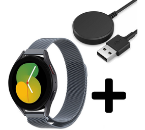 Strap-it GW5 - Milanese band (space grey) + Oplader - Batch 2 (06-2023)