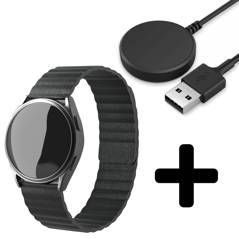 Strap-it Strap-it Bandje geschikt voor Samsung Galaxy Watch 5 (40mm / 44mm / Pro) bandje leren loop bandje (zwart) - Incl. Oplader geschikt voor Samsung Galaxy Watch 5 40 mm / 44 mm / Pro (oplaadkabel) Strap-it Strap-it Bandje geschikt voor Samsung Galaxy Watch 5 (40mm / 44mm / Pro) bandje leren loop bandje (zwart) - Incl. Oplader geschikt voor Samsung Galaxy Watch 5 40 mm / 44 mm / Pro (oplaadkabel)