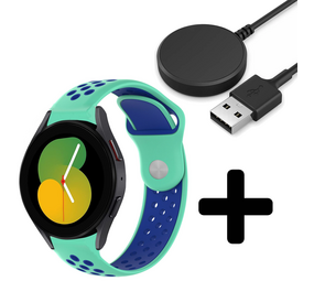 Strap-it GW5 - sport band (aqua/blauw) + Oplader - Batch 2 (06-2023)