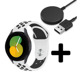 Strap-it GW5 - sport band (wit/zwart) + Oplader - Batch 2 (06-2023)