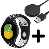 Strap-it GW5 - sport band (zwart/wit) + Oplader - Batch 2 (06-2023)