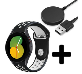 Strap-it GW5 - sport band (zwart/wit) + Oplader - Batch 2 (06-2023)