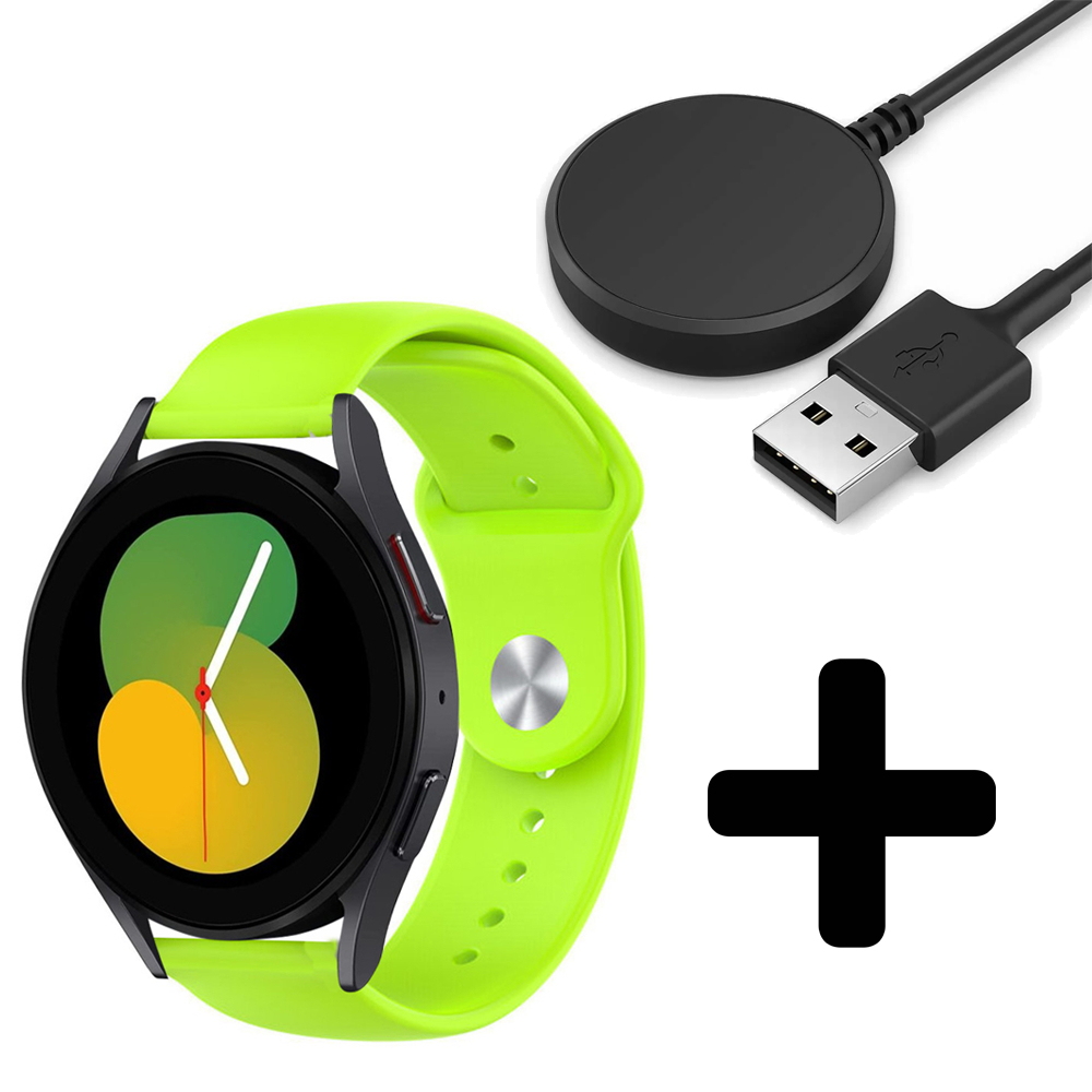 Strap-it Strap-it Bandje geschikt voor Samsung Galaxy Watch 5 (40mm / 44mm / Pro) bandje sport band (lichtgroen) - Incl. Oplader geschikt voor Samsung Galaxy Watch 5 40 mm / 44 mm / Pro (oplaadkabel) Strap-it Strap-it Bandje geschikt voor Samsung Galaxy Watch 5 (40mm / 44mm / Pro) bandje sport band (lichtgroen) - Incl. Oplader geschikt voor Samsung Galaxy Watch 5 40 mm / 44 mm / Pro (oplaadkabel)