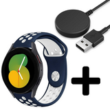 Strap-it GW5 - sport band (blauw/wit) + Oplader - Batch 2 (06-2023)