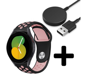 Strap-it GW5 - sport band (zwart/roze) + Oplader - Batch 2 (06-2023)