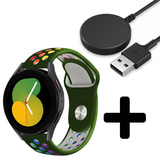 Strap-it GW5 - sport band (legergroen/kleurrijk) + Oplader - Batch 2 (06-2023)