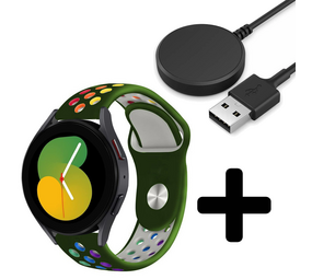 Strap-it GW5 - sport band (legergroen/kleurrijk) + Oplader - Batch 2 (06-2023)