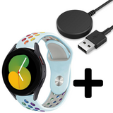 Strap-it GW5 - sport band (lichtblauw/kleurrijk) + Oplader - Batch 2 (06-2023)