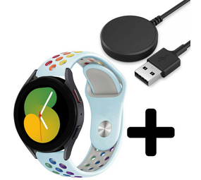 Strap-it GW5 - sport band (lichtblauw/kleurrijk) + Oplader - Batch 2 (06-2023)