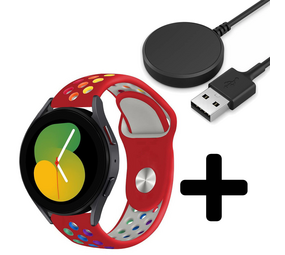 Strap-it GW5 - sport band (rood/kleurrijk) + Oplader - Batch 2 (06-2023)