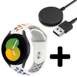 Strap-it GW5 - sport band (wit/kleurrijk) + Oplader - Batch 2 (06-2023)