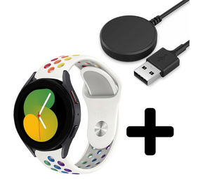 Strap-it GW5 - sport band (wit/kleurrijk) + Oplader - Batch 2 (06-2023)