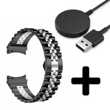 Strap-it GW5 - Jubilee stalen band (zwart/zilver) + Oplader - Batch 2 (06-2023)