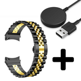 Strap-it GW5 - Jubilee stalen band (zwart/goud) + Oplader - Batch 2 (06-2023)
