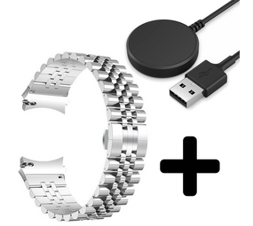 Strap-it GW5 - Jubilee stalen band (zilver) + Oplader - Batch 2 (06-2023)
