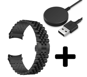 Strap-it GW5 - Jubilee stalen band (zwart) + Oplader - Batch 2 (06-2023)
