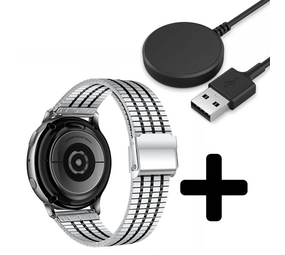 Strap-it GW5 - roestvrij stalen band (zilver/zwart) + Oplader - Batch 2 (06-2023)