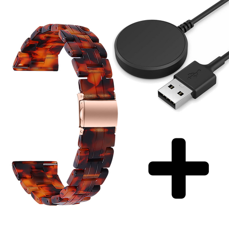 Strap-it Strap-it Bandje geschikt voor Samsung Galaxy Watch 5 (40mm / 44mm / Pro) bandje resin band (lava) - Incl. Oplader geschikt voor Samsung Galaxy Watch 5 40 mm / 44 mm / Pro (oplaadkabel)