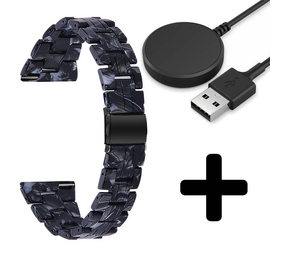 Strap-it GW5 - resin band (zwart/wit) + Oplader - Batch 2 (06-2023)