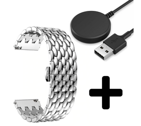 Strap-it GW5 - stalen draak bandje (zilver) + Oplader - Batch 2 (06-2023)