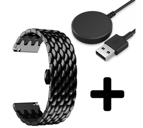 Strap-it GW5 - stalen draak bandje (zwart) + Oplader - Batch 2 (06-2023)