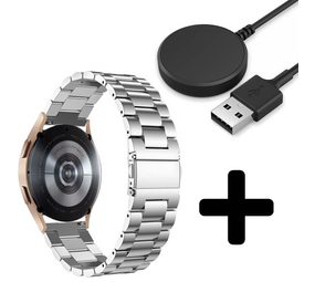 Strap-it GW5 - stalen band (zilver) + Oplader - Batch 2 (06-2023)